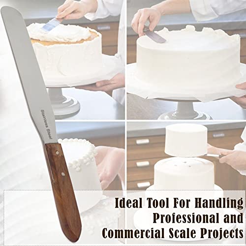 Wooden Handle Butter Cake Icing Spatula Spreader Pastry Decorating Tool Stainless Steel,Grilling, Baking Cooking Kitchen Utensil (5" Blade) - size: 5" Blade