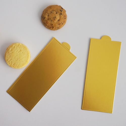 100 Pcs 4.72"x2.05" Rectangle Cake Boards, Golden Mousse Bases - size: Bigger rectangular - Gold
