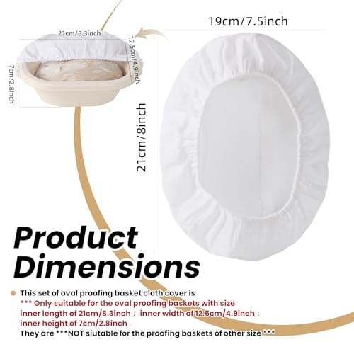6 Pack Bread Proofing Basket Covers Liners fit 8in Oval - size: 8inch Oval