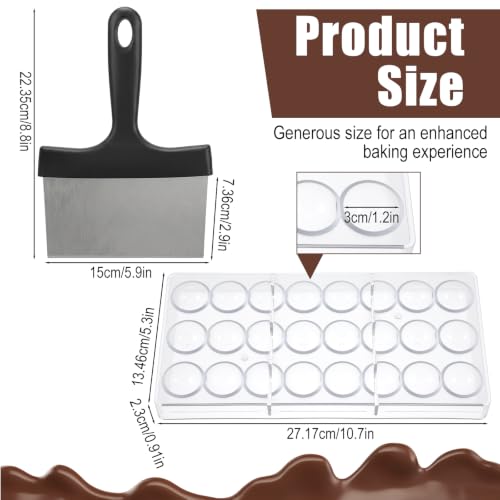 2 Pcs Polycarbonate Chocolate Molds with a Chocolate Scraper,Truffle Mould