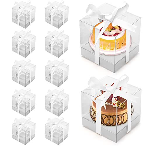 12 PCS Clear Cupcake Boxes 3.5 Inch Cupcake Containers (Silver) - color: Silver