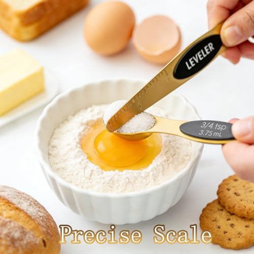 Gold Magnetic Measuring Cups and Spoons Set with Leveler