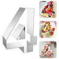 ZADE 8 Inch 304 Stainless Steel Large Size Number Cake Mousse Mold Number 4 Tiramisu Cheesecake Mold Cookie Cutter Bakeware 3D Cake Baking Pan for Birthday and Baking, Party - size: #4,8inch