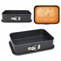 Rectangular Springform Cake Pan 11.02"x7.09"x2.55" - Leakproof Non-Stick Carbon Steel Cheesecake Pan with Removable Bottom Baking Pan for Cakes, Brownies, Lasagna & More
