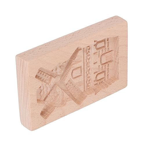 JTLB Beechwood Wooden Cookie Mould, Reusable Washable Biscuit Press Stamp, Perfect for Kitchen Baking Needs (Windmill) - color: Windmill