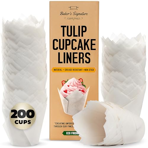 Tulip Cupcake Liners, Muffin Liners for Baking by Baker's Signature - color: 3.White