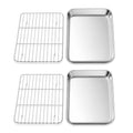 Homikit 9x7 Inches Mini Stainless Steel Baking Sheet with Cooling Rack Set - size: 9x7x1