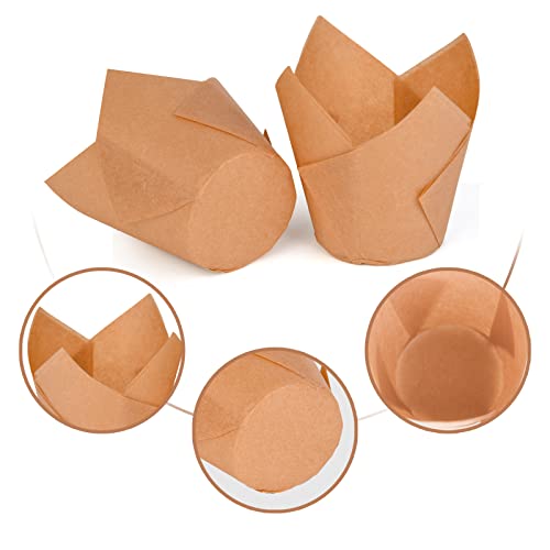 200Pcs Tulip Cupcake Liners Muffin Baking Liners Holders Premium Baking Cups Cupcake Wrappers Christmas Cupcake Lliners for Weddings, Birthdays, Anniversaries, and Special Occasions（Natural） - color: Natural