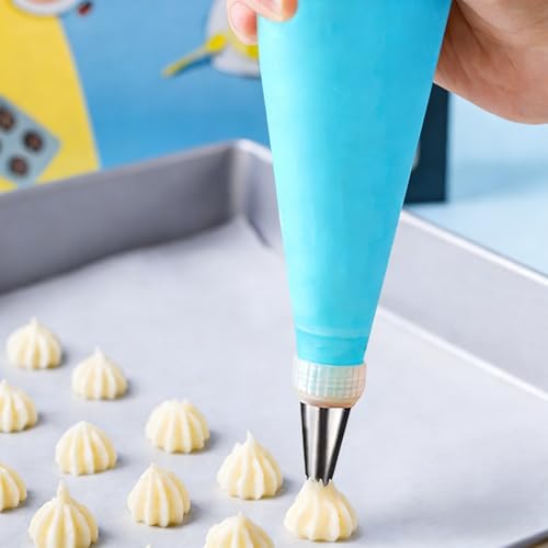 21pcs Cake Decorating Kit – Reusable Silicone Bags & 16 Piping Tips Set-BLUE