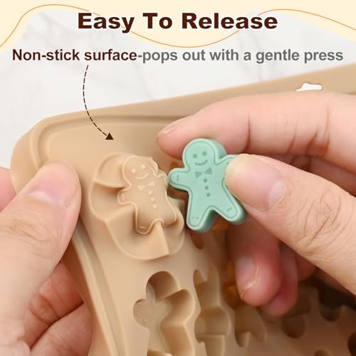 Mini Gingerbread Man Silicone Molds, 100 Cavity Christmas Gummy Molds - color: 100-Cavity Gingerbread Man Chocolate Molds