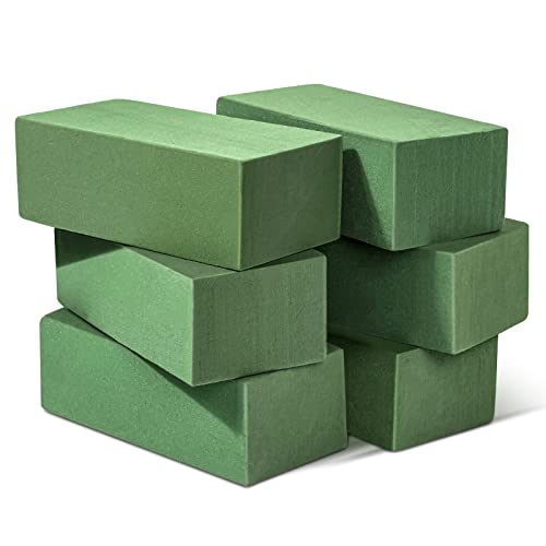 6 Pcs Floral Foam Blocks for Flower Arrangement (Larger Size 9” Lx4.3” Wx3” H) Wet and Dry Green Floral Foam for Wedding, Birthdays, Home Decorations - size: Large Size