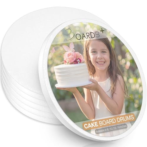 BOARDS+ Cake Drum 8 Inch (6 Pack) | 1/2" Thick Rounds | Sturdy Sleek Looking & Greaseproof Cake Circles For Presenting Heavy/Tiered Cakes - size: 8" (6 Pack)