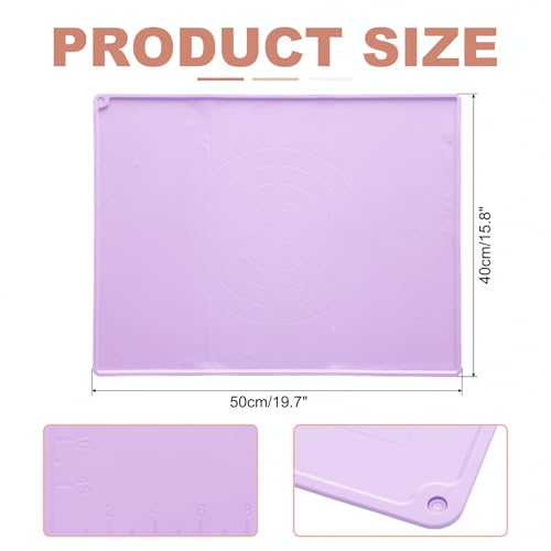 uxcell Silicone Pastry Mat, 19.7" x 15.8" Silicone Baking Mat with Measurements, Non-Stick Dough Rolling Mat for Making Pastry Cookies Bread Pizza Purple - color: Purple, size: 19.7"L x 15.7"W