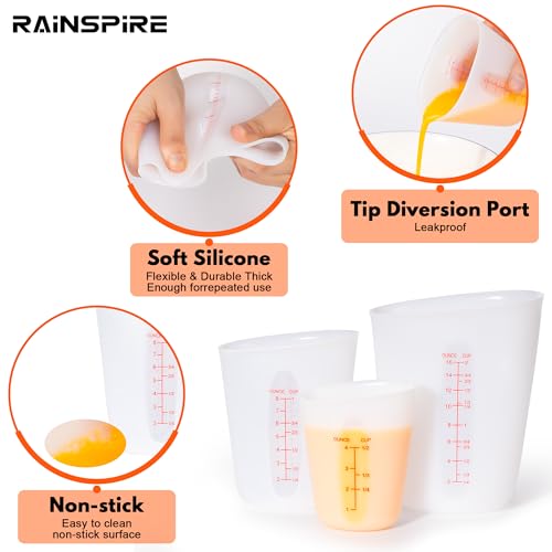 Silicone Measuring Cups for Melting Chocolate ml/oz/cup Marks Silicone Cups