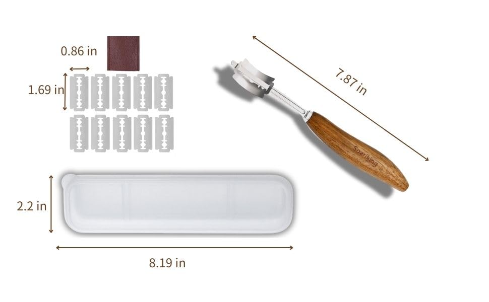 Rosewood Bread Lame for Sourdough Scoring, Ergonomic Curved Wood Handle Bread Slashing Tool with 304 Stainless Steel Stick, Includes Storage Box and 10 Replaceable Blades for Professional Bakers