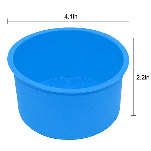 Silicone Mini Round Cake Molds, 4 Inch, Blue, Reusable, Non-Stick, Microwave, Oven, Freezer Safe - color: Blue