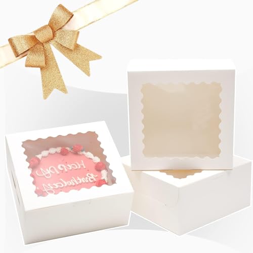 Bakepacker 10"x10"x5" White Cake Boxes with Window, 36pcs - color: White, 10"x10"x5", 18Pcs