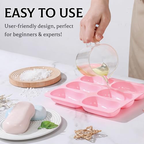 SJ Classic Soap Mold Set, 2-Pack 6-Cavity Silicone Soap Molds - color: Pink / Classic Oval