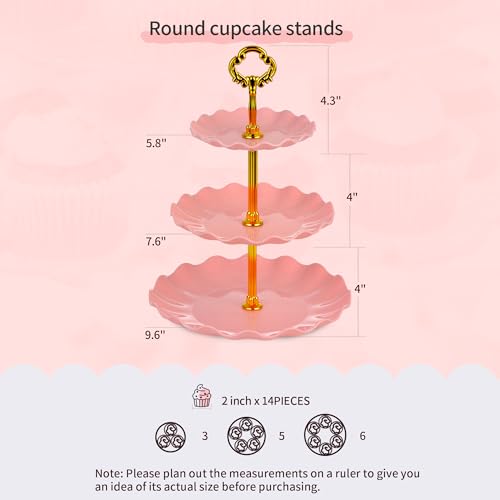 Pack of 11 NWK Cake Stand Set of Cupcake Stand, Tray & Table Cloth (Pink) - color: Pink