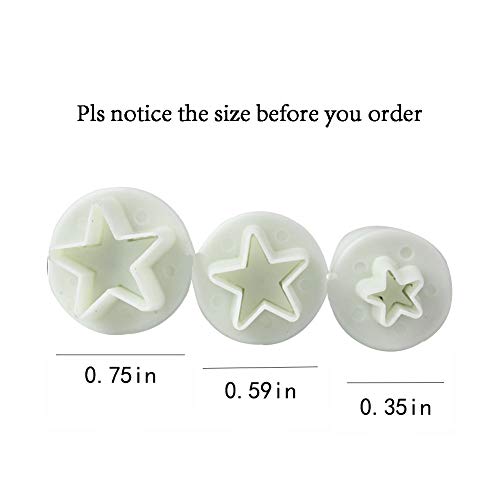 3Pcs Small Star Cookie Cutter Set, Star Fondant Plunger Stamp(Mini)