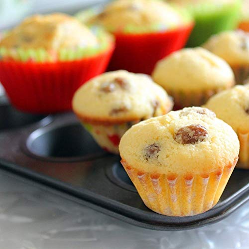 Silicone Cupcake Liners Baking Cups Non-Stick Jumbo Reusable Muffin Molds Bento Bundle Lunch Box Dividers (30-Pack) - style: 30 Pack Cupcake Liners
