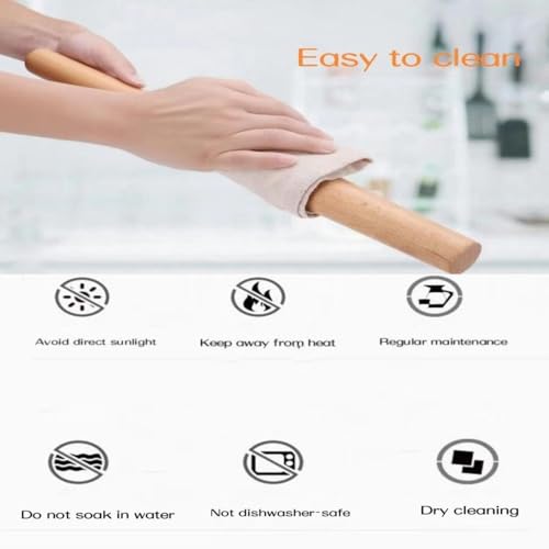 16 Inches French Wooden Rolling Pin for Baking,Dough Roller for Fondant Pie - color: Beech Wood color