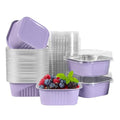 50 Pcs Mini Square Baking Cups with Lids,10oz Aluminum Foil Mini Cake Pans with Lids,Disposable Ramekins Cake Pans,300ml Dessert Cups Cupcake Pans for Wedding Birthday Party,Purple - color: Purple, size: 10oz