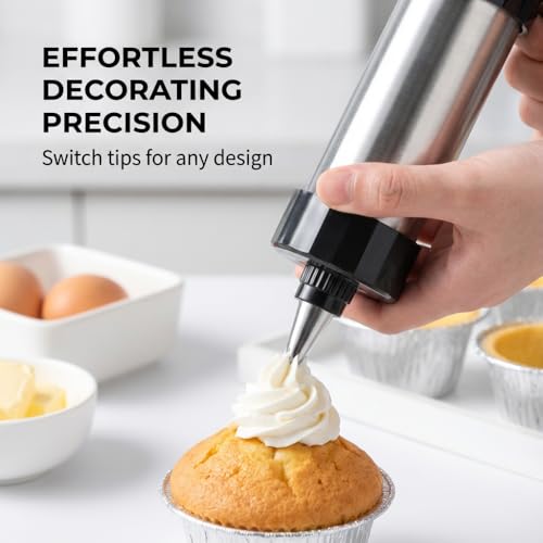 Stainless Steel Cookie Press Gun Kit, 13 Discs & 8 Piping Tips