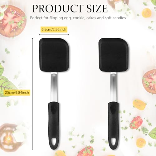 2Pcs Mini Silicone Cookie Brownie Spatula, Solid Flat, Black - color: Black, style: Solid Flat