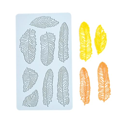 Silicone Lace Fondant Mold for Cake Decorating, Feather Pattern Sugarcraft, Clay, Polymer Clay, and Fondant Tools (D_ Feather) - size: D_ Feather