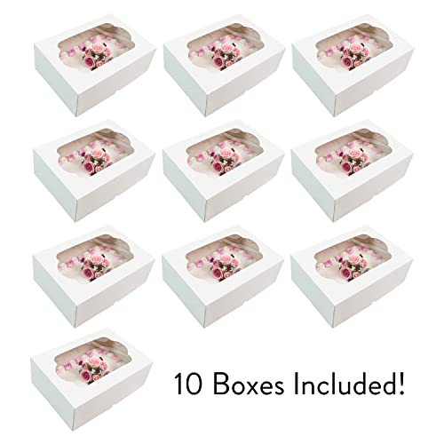 Global Sugar Art 14x10x5 Inch Quarter Sheet Cake Box with Window, White - color: White