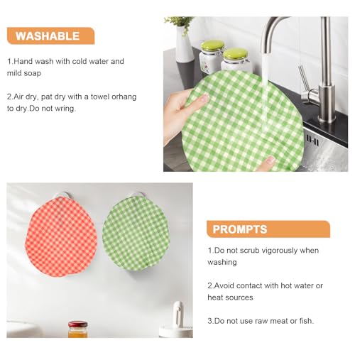 2Pcs 10inch Reusable Beeswax Elastic Bowl Covers for Bread Proofing - style: checkered