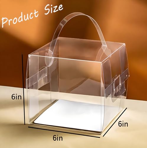 20pcs 6X6X6 Inch Clear Cake Box with Handles, 6in Transparent Bakery Boxes - color: clear-6×6×6in-20p