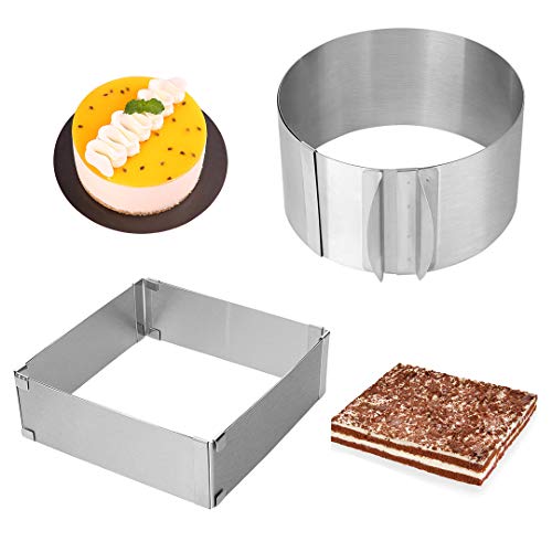 Adjustable Stainless Steel Cake Ring 2 Pack- 6 to 12 Inch