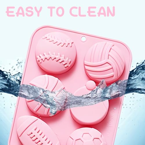 6-Cavity Soccer, Volleyball Shaped Silicone Mold for Chocolate, Candy - color: Pink-XY033