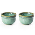 Henten Home 6 oz Ramekins Set Oven Safe, Ceramic Creme Brulee Ramekins Set of 2, Baking Cups for Pudding, Souffle, Ice Cream, Snack, Dipping (Green) - color: Green-2