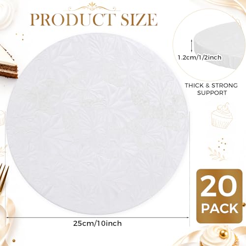 Zopeal 20 Pcs 10 in Cake Drums Bulk, White, Embossed Floral - color: White