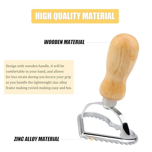 Heart Cookie Stamp Cutter, Wood Handle Fluted Edge Ravioli Press - color: Heart Shaped