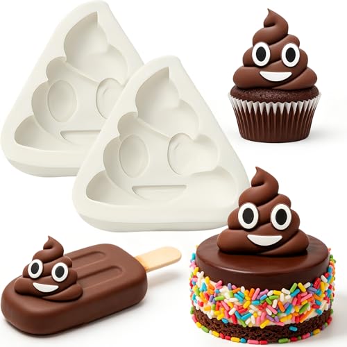 3D Smiling Poop Emoji Silicone Mold, Funny Gag Poop Fondant Mold - color: Emoji Silicone Molds