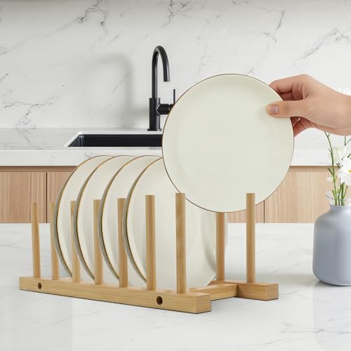 DEBETOOL 2-Pack Wooden Dish Rack Holder, Space Saving
