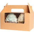 qiqee Cupcake Box Two Holder 6.5x3.6x3.5inch(2.2" Top) 50pcs Brown 2 Cupcake Boxes With Window - color: Brown, size: 50Pcs, Two Holder