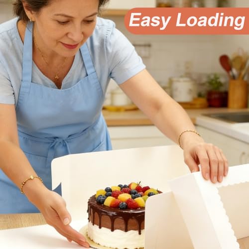 2 Pack Cake Boxes with Window, 12x12x8 Inch, Cake Carrier with Lids