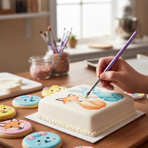 13 Pcs Paint Brushes Fondant Tools, Cake Candy Decorating Brushes Tools for Cake Baking Chocolate Sugar Cookie Decoration Cakes Brush for Luster Dust Pastry Decorating Supplies