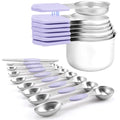 Magnetic Measuring Cups and Spoons Set-Heavy Duty 304 Stainless Steel - color: Lavender