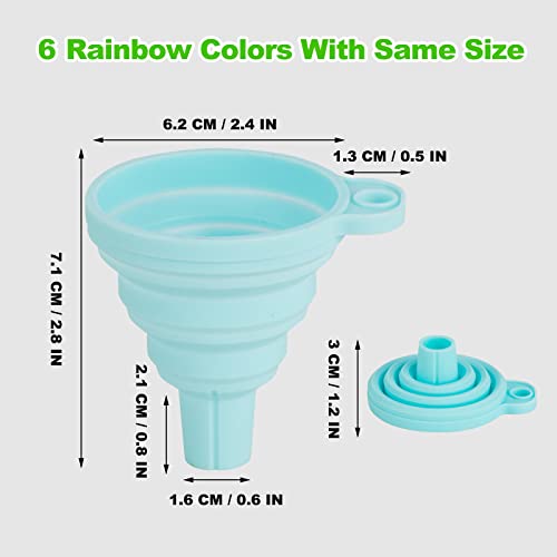 Kitchen Funnel Set 7 Pack, Collapsible Silicone Funnel for Filling Bottles, Beverage, Lab, Oil, Paint - Kitchen Gadgets Accessories Multicolor