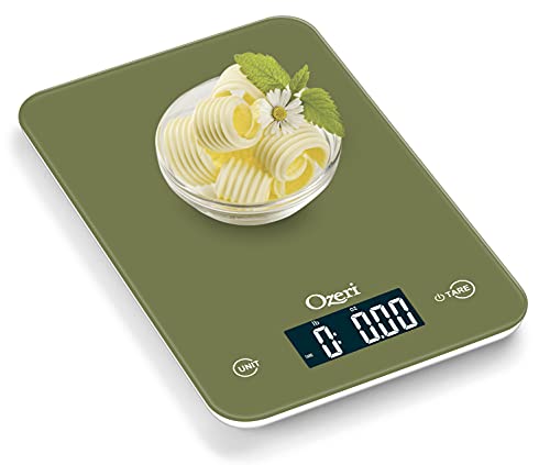 Ozeri Touch Digital Kitchen Scale (12 lbs Edition) in Tempered Glass - color: Calla Green