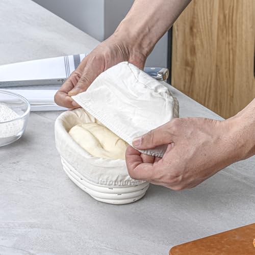 Restaurantware Oval Rattan Banneton Proofing Basket, 2 Cotton Liners, 10 Ct - size: Oval, 6 3/4"-10 Count