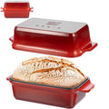 Enameled Cast Iron Dutch Oven for Sourdough Bread Baking, 9×5 Dutch Oven Pot with Lid, 2 in 1 Bread Pans with Lid for Baking, Roasting & Braising, Easy Release, Oven & Induction Safe (4.2 QT,Red) - color: Red