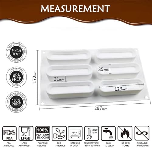 3D Ellipse Silicone Chocolate Mold for Mousse Baking Cake French Dessert Mold for Pastry Chocolate,Jelly(8-Cavity)