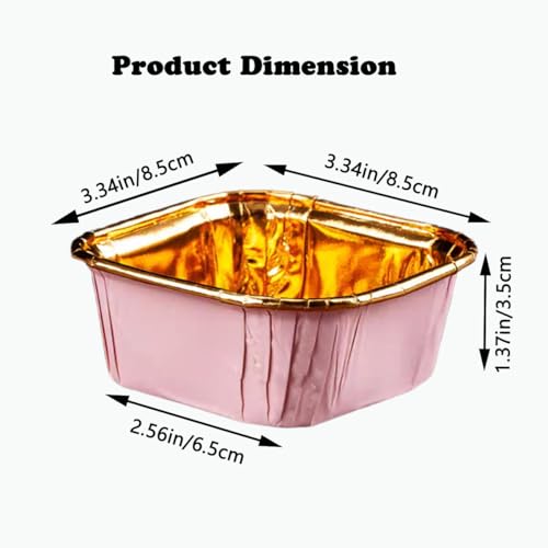 50 Pcs Pink Square Baking Cups, Disposable Paper Loaf Pans for Cakes - color: square-50-Pink